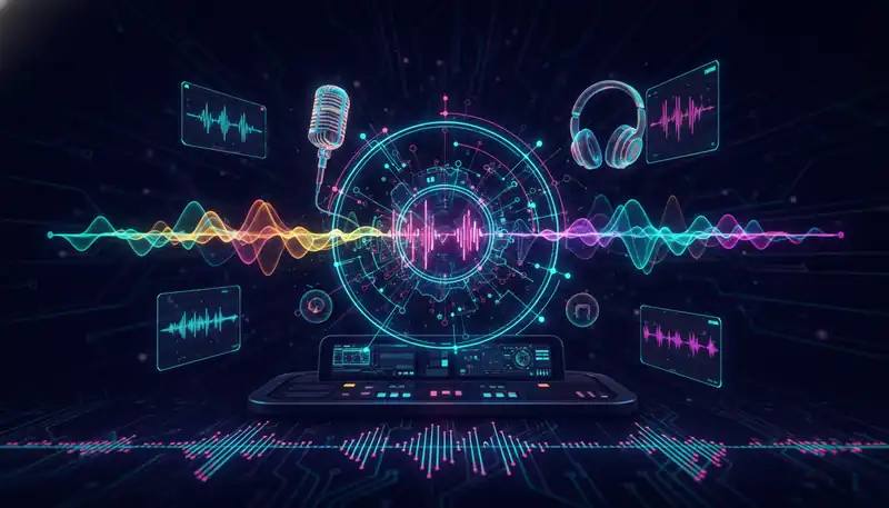 AI-powered rap music creation with neural network interface transforming ideas into beats and lyrics